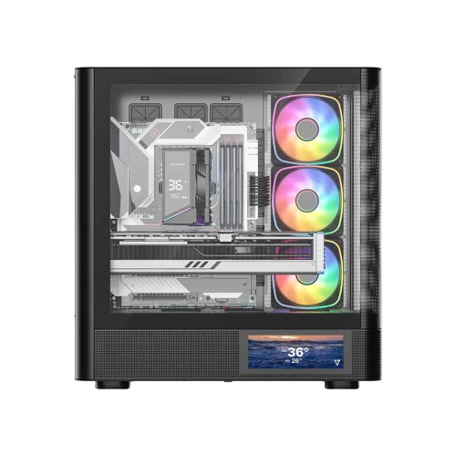 Obudowa Modecom Volcano AQ400 LCD ARGB Tempered Glass Black