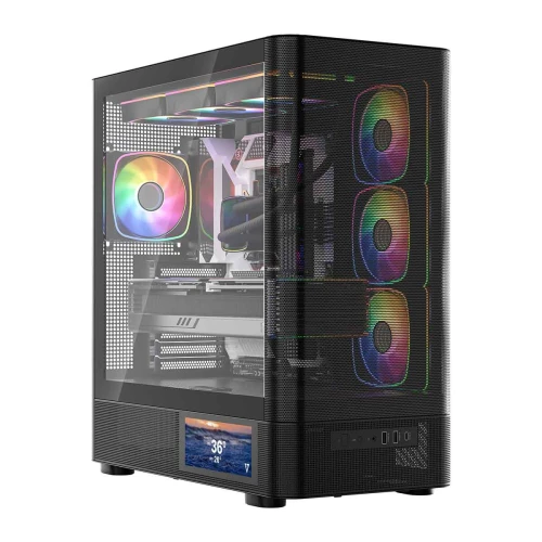 Obudowa Modecom Volcano AQ400 LCD ARGB Tempered Glass Black