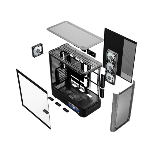 Obudowa Modecom Volcano AQ400 LCD ARGB Tempered Glass Black