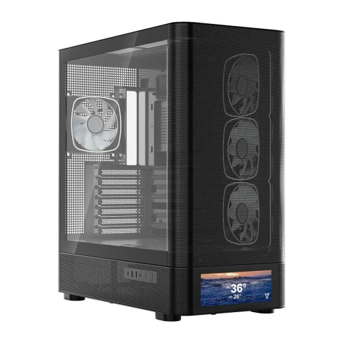 Obudowa Modecom Volcano AQ500 LCD ARGB Tempered Glass Black
