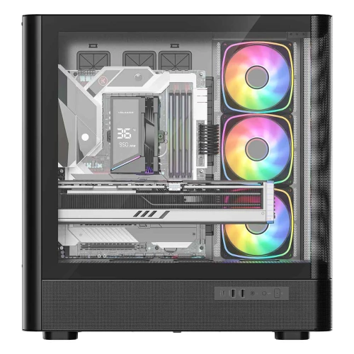 Obudowa Modecom Volcano AQ500 LCD ARGB Tempered Glass Black