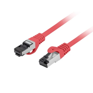 Patchcord Kat.8.1 S/FTP LSZH Cu 0.5m Czerwony Fluke Passed Lanberg