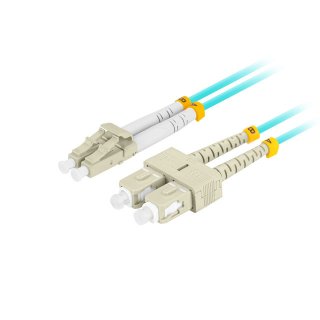 Patchcord Światłowodowy Mm Lc/upc-sc/upc Duplex 3.0mm Om3 50/125 LSZH 0.5m Aqua Lanberg