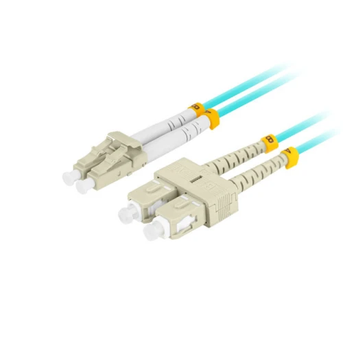 Patchcord Światłowodowy Mm Lc/upc-sc/upc Duplex 3.0mm Om3 50/125 LSZH 2m Aqua Lanberg