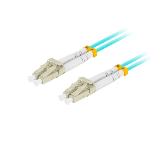 Patchcord Światłowodowy Mm Lc/upc-lc/upc Duplex 3.0mm Om3 50/125 LSZH 0.5m Aqua Lanberg