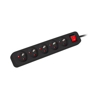 Listwa Przedłużacz Lanberg 1.5m 5x 230v Pl Z Wyłącznikiem Kabel Wykonany Z Pełnej Miedzi Czarna