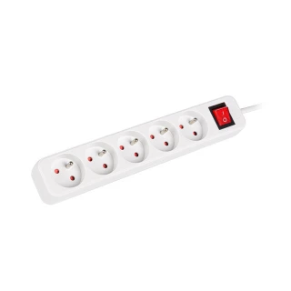 Listwa Przedłużacz Lanberg 1.5m 5x 230v Pl Z Wyłącznikiem Kabel Wykonany Z Pełnej Miedzi Biała