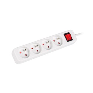 Listwa Przedłużacz Lanberg 1.5m 4x 230v Pl Z Wyłącznikiem Kabel Wykonany Z Pełnej Miedzi Biała