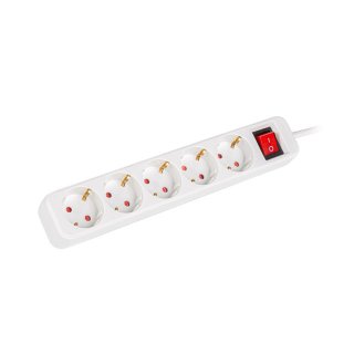 Listwa Przedłużacz Lanberg 1.5m 5x 230v Schuko Z Wyłącznikiem Kabel Wykonany Z Pełnej Miedzi Biała