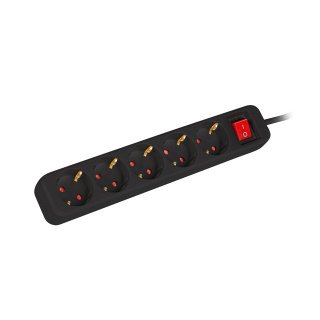 Listwa Przedłużacz Lanberg 1.5m 5x 230v Schuko Z Wyłącznikiem Kabel Wykonany Z Pełnej Miedzi Czarna