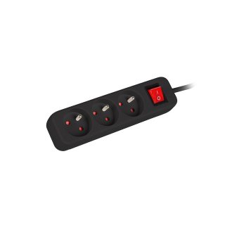 Listwa Przedłużacz Lanberg 3m 3x 230v Pl Z Wyłącznikiem Kabel Wykonany Z Pełnej Miedzi Czarna