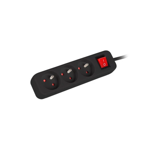 Listwa Przedłużacz Lanberg 3m 3x 230v Pl Z Wyłącznikiem Kabel Wykonany Z Pełnej Miedzi Czarna