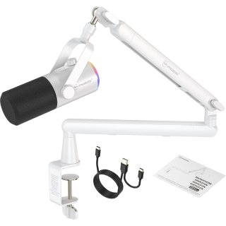 Mikrofon dynamiczny Mozos TAM8 v2 USB XLR RGB Statyw Biały