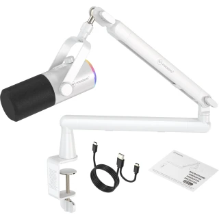 Mikrofon dynamiczny Mozos TAM8 v2 USB XLR RGB Statyw Biały