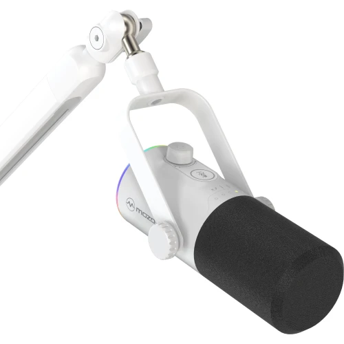 Mikrofon dynamiczny Mozos TAM8 v2 USB XLR RGB Statyw Biały