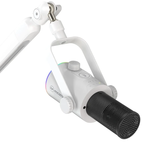 Mikrofon dynamiczny Mozos TAM8 v2 USB XLR RGB Statyw Biały