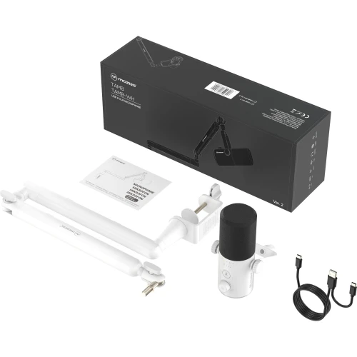 Mikrofon dynamiczny Mozos TAM8 v2 USB XLR RGB Statyw Biały