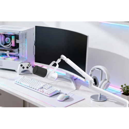Mikrofon dynamiczny Mozos TAM8 v2 USB XLR RGB Statyw Biały