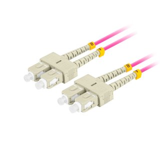 Patchcord Światłowodowy Mm Sc/upc-sc/upc Duplex 3.0mm Om4 50/125 LSZH 1m Fioletowy Lanberg