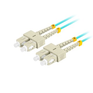 Patchcord Światłowodowy Mm Sc/upc-sc/upc Duplex 3.0mm Om3 50/125 LSZH 2m Aqua Lanberg