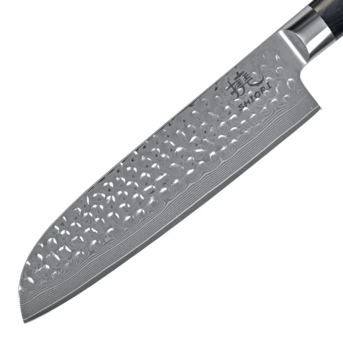 Zestaw 3 noży ze stali damsaceńskiej Shori 撓 Kuri Murō + Santoku + Sifu