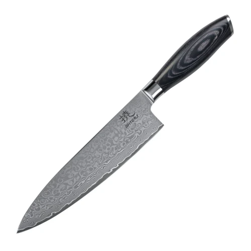 Zestaw 3 noży ze stali damsaceńskiej Shiori 撓 Kuro Murō + Santoku + Sifu