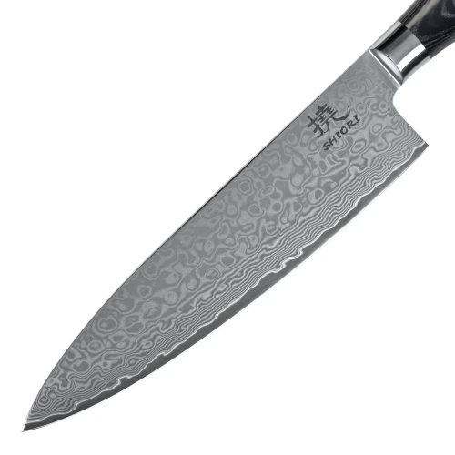 Zestaw 3 noży ze stali damsaceńskiej Shiori 撓 Kuro Murō + Santoku + Sifu