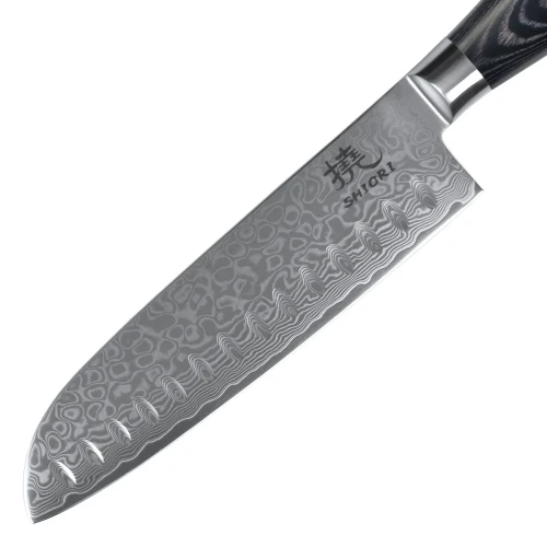Zestaw 3 noży ze stali damsaceńskiej Shiori 撓 Kuro Murō + Santoku + Sifu