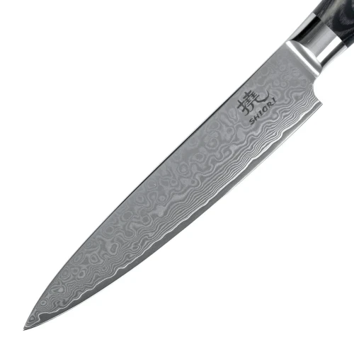Zestaw 3 noży ze stali damsaceńskiej Shiori 撓 Kuro Murō + Santoku + Sifu
