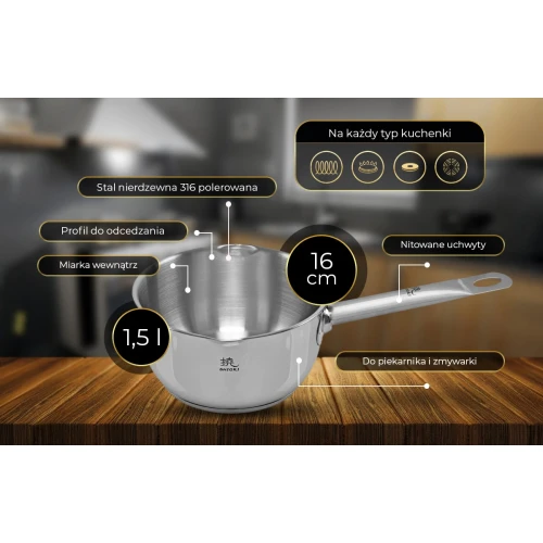 Rondel na indukcję 16 cm (1,5 l) Shiori 撓 Steel Series Pro 316