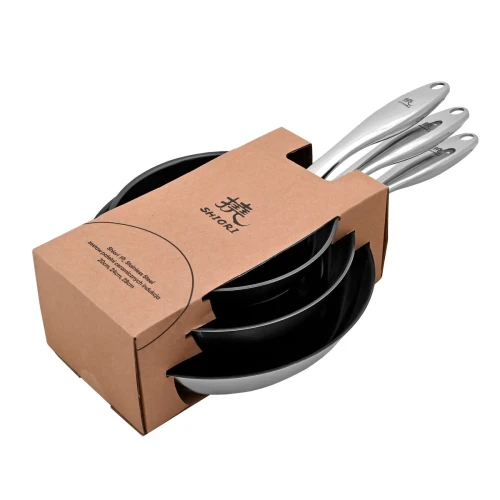 Zestaw patelni z powłoką ceramiczną na indukcję 20 cm, 24 cm, 28 cm Shiori 撓 Stainless Steel 304