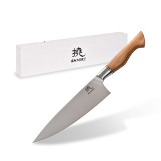 Klasyczny nóż szefa kuchni Shiori 撓 Shibuki Sifu ze stali sandvik 14C28N