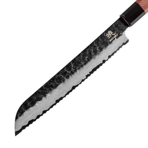 Nóż do krojenia chleba / pieczywa Shiori 撓 Mitsuki Surai z trzywarstwowej stali, rekojeść z rogu bawoła i drewna z sekwo