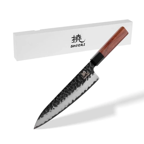 Nóż szefa kuchni Shiori 撓 Mitsuki Sifu z trzywarstwowej stali, rękojeść z rogu bawoła i drewna z sekwoi
