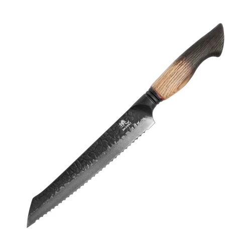 Nóż do krojenia chleba / pieczywa Shiori 撓 Homura Surai z trzywarstwowej stali, rekojeść z drewna dębowego z przypaloną rączką