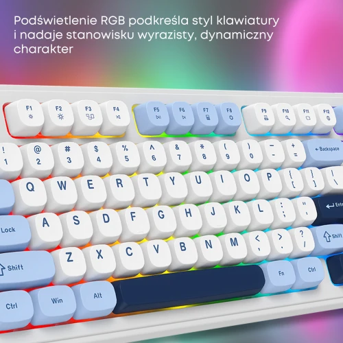 Klawiatura Ajazz AF98 PLUS RGB membranowa bezprzewodowa biała