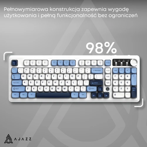 Klawiatura Ajazz AF98 PLUS RGB membranowa bezprzewodowa biała