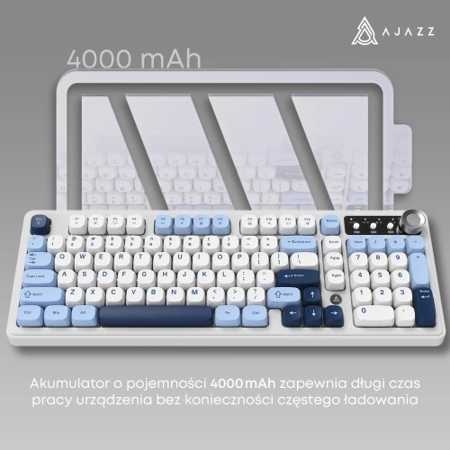 Klawiatura Ajazz AF98 PLUS RGB membranowa bezprzewodowa biała