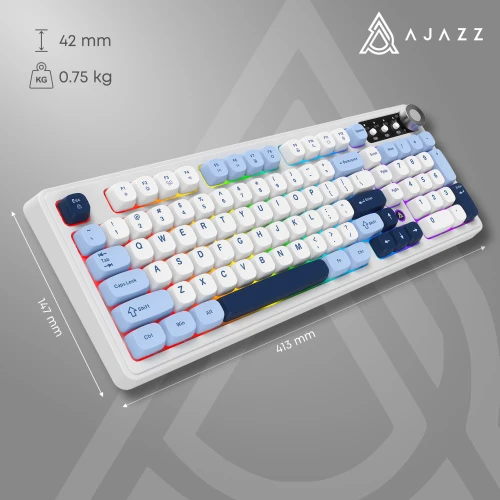 Klawiatura Ajazz AF98 PLUS RGB membranowa bezprzewodowa biała