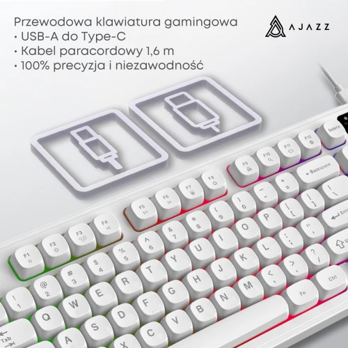 Klawiatura Ajazz AF98 Rainbow LED membranowa przewodowa biała