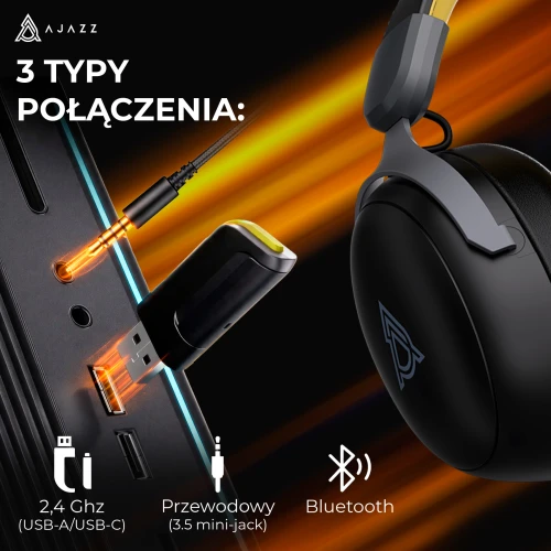 Słuchawki Ajazz AHM08 MAX bezprzewodowe czarne
