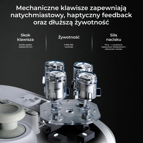 Kontroler Ajazz GP100 bezprzewodowy gamepad RGB biały