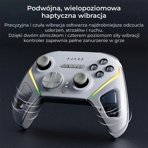 Kontroler Ajazz GP100 bezprzewodowy gamepad RGB biały