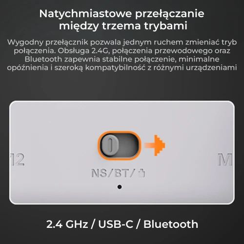 Kontroler Ajazz GP100 bezprzewodowy gamepad RGB biały