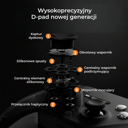 Kontroler Ajazz GP100 bezprzewodowy gamepad RGB czarny