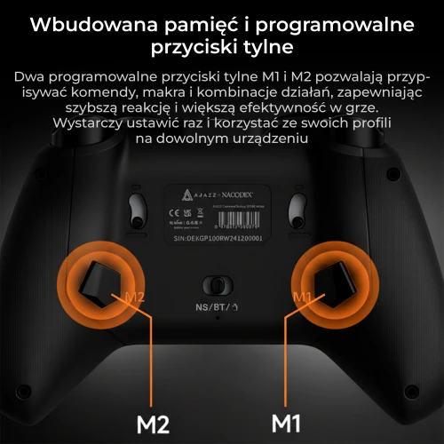 Kontroler Ajazz GP100 bezprzewodowy gamepad RGB czarny