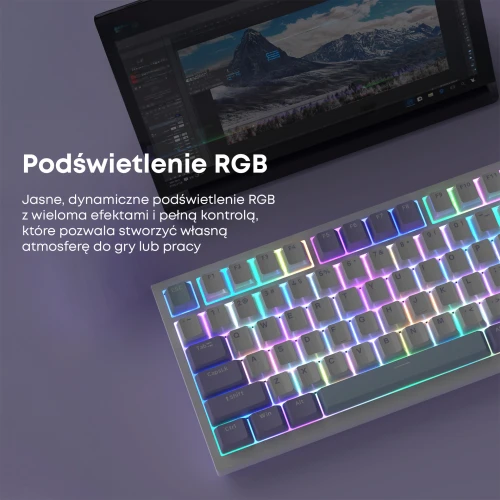 Klawiatura Ajazz AK820 RGB mechaniczna przewodowa biała