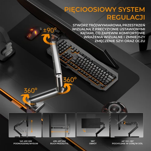 Uchwyt do monitora Anda Seat Stealth II 17-32" Czarny OUTLET