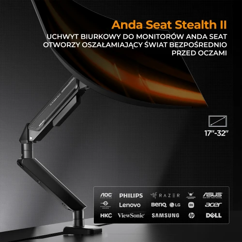 Uchwyt do monitora Anda Seat Stealth II 17-32" Biały