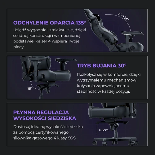 Fotel gamingowy Kaiser 4 XL Anda Seat skórzany biały obrotowy